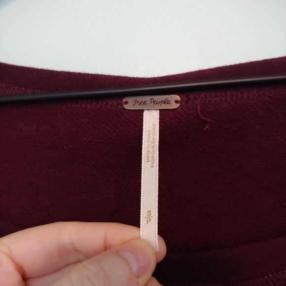 Free People Angel French Terry Panel Maroon Wool Alpaca Sweater Size Small - Picture 7 of 9